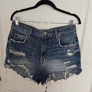 Zara Light Wash Distressed Denim HW Shorts – Boho Western Beach Vibes